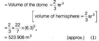 A dome of a building is in the form of a hemisphere. From inside, it ...