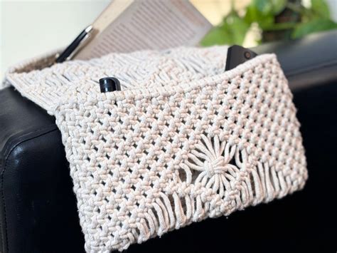 Macrame sofa pocket | Macrame Sofa Armrest Organizer | Armchair ...