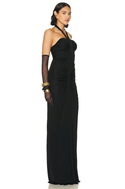 Saint Laurent Halter Neck Maxi Dress in Noir | FWRD