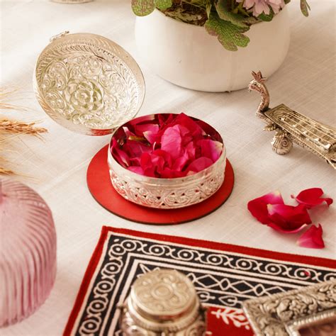 Silver Plated Multi Purpose Carved Box | Luxury Gifting