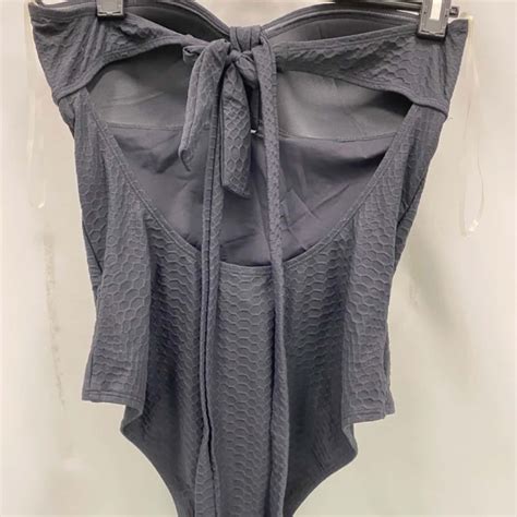 Blue Ruby Womens Size 12 Black One Piece Bandeau Bathers