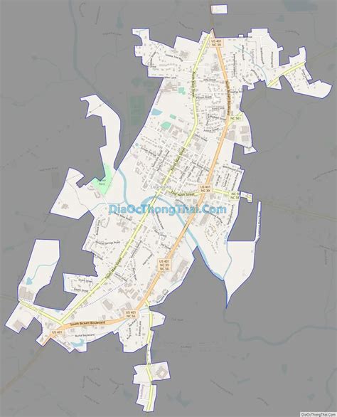 Map of Louisburg town, North Carolina - Thong Thai Real