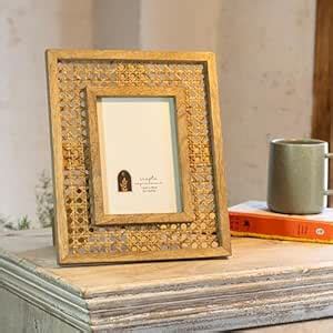 Crafts Expressions Natural Wood Rattan Photo Frame (5"x7") – Elegant ...