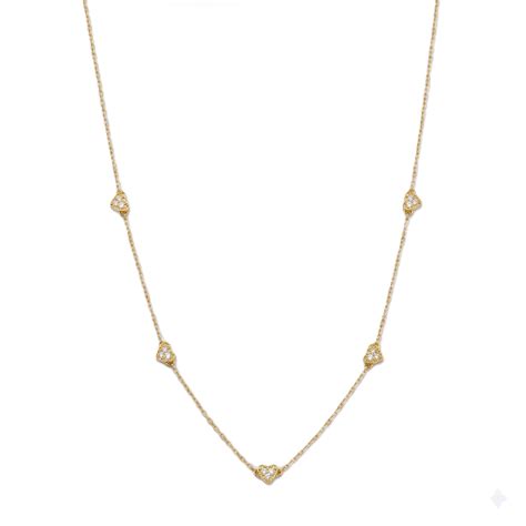 CZ Studded Heart Motif Necklace | 22K Gold Plated | 92.5 Silver
