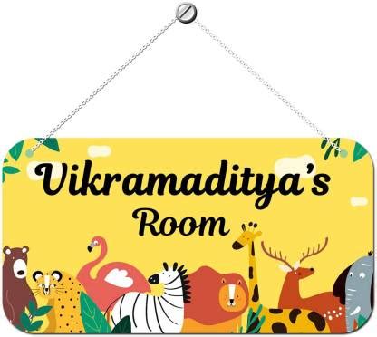 ARTBUG Wooden Vikramaditya Door Sign Kids Room Name Plate Price in ...