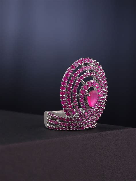 Sparkling GoldPlated Hexagon Shaped American Diamond Ring – Priyaasi