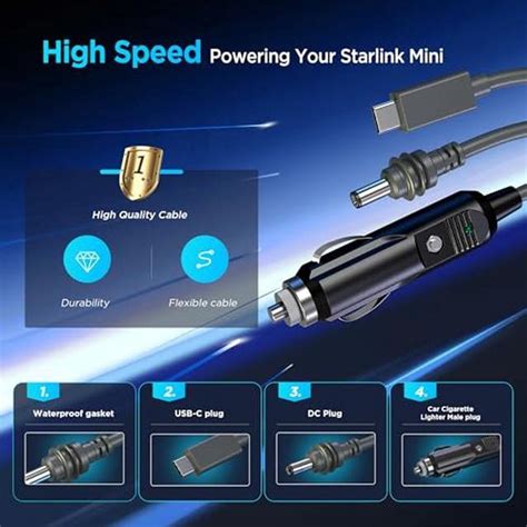Hugener 3 In 1 Starlink Mini Cable 10FT/ 3M, High-Speed USB C/Car ...