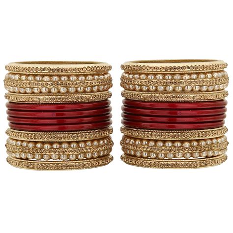 Sukriti Rajasthani Bridal Maroon Golden Lac Chura Bangles for Women ...