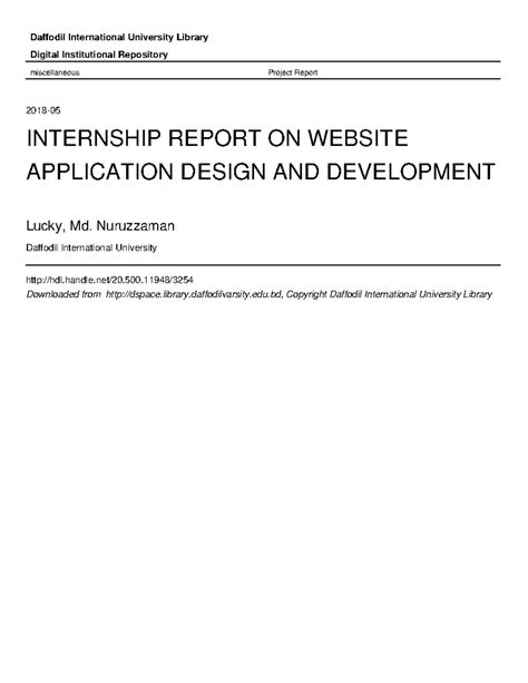 Internship Report ON Website Application - Daffodil International ...