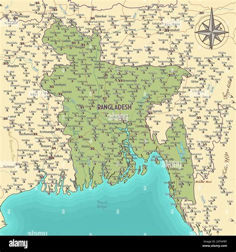 Artistic map of Bangladesh vintage fantasy style Stock Vector Image & Art - Alamy