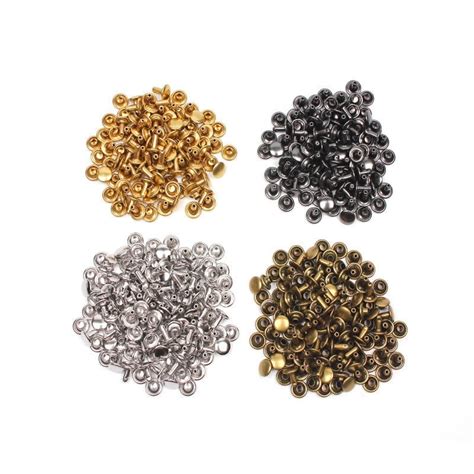 Buy Wepro 100 Set Double Cap Leather Rivets with Fixing Tool Kit for ...