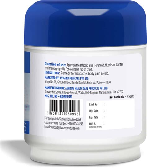 Buy LIVEASY WELLNESS PAIN RELIEF BALM 45GM Online & Get Upto 60% OFF at ...