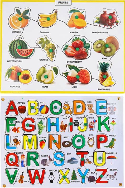moreyaji Wooden Fruits and ABCD Puzzle Games and Learning Educational ...