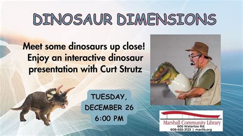 Dinosaur Dimensions, Marshall Community Library, Waterloo, December 26 ...