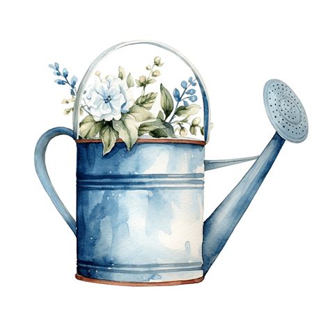 Watercolor Watering Can Clipart, Watering Can, Flower, Garden PNG ...