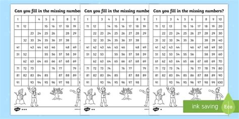Winter Themed Missing Numbers Number Square