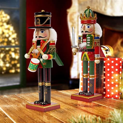 2 Pack Christmas Wooden Nutcracker Xmas Nut Cracker Traditional Festive ...