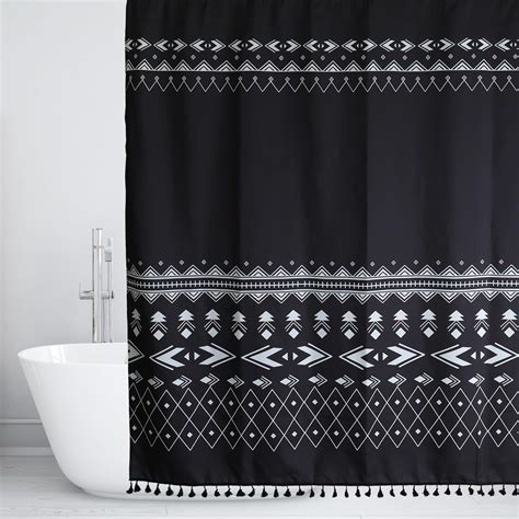 Amazon.com: MYSTIC BOHO - Boho Shower Curtain Black and White Farmhouse ...