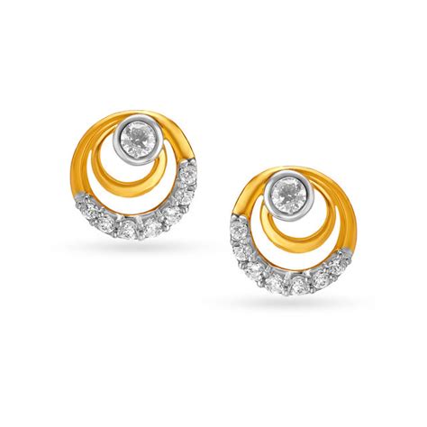 Adorable Concentric Design Gold Stud Earrings