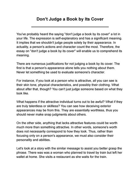 Don’t Judge a Book by Its Cover - Google Docs - Don’t Judge a Book by ...