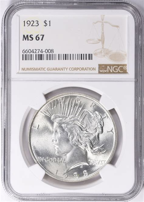 1923 Peace Silver Dollar NGC MS-67 (Item 1773786) | GreatCollections ...