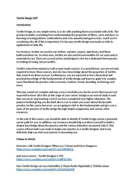 10June Testing - Textile Design SAP Introduction Textile Design, in ...