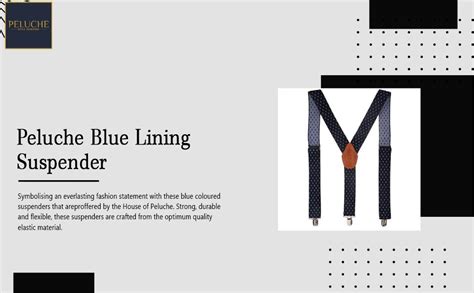 Peluche Blue Lining Black Coloured 3.5cm Strap Width Elastic Suspenders ...