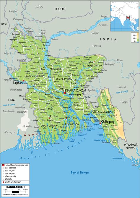 Bangladesh Physical Political Map
