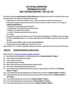 Fillable Online schools utah UTAH ATE SKILL CERTIFICATION PERFORMANCE ...