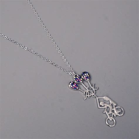 Silver Bicycle Pendant with Multi-Color Balloon | The Velvet Box