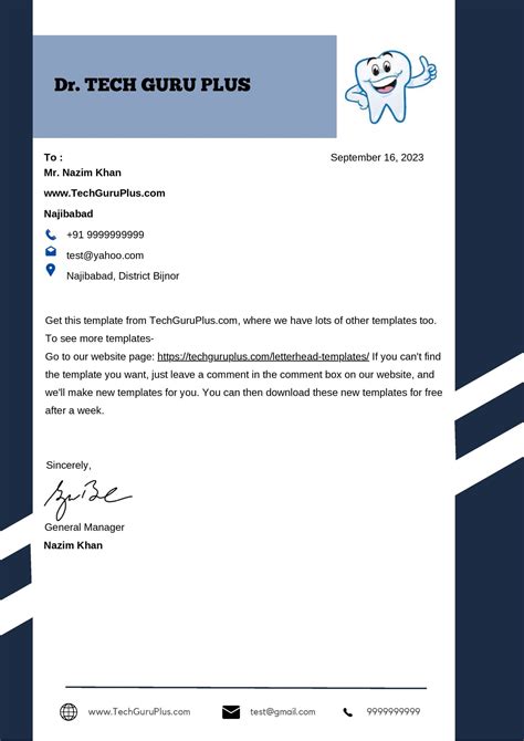 Dental Doctor Letterhead Design Free Download (.docx)