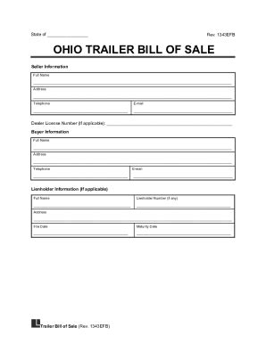 Fillable Online Ohio Trailer Bill of SaleLegal Templates Fax Email ...