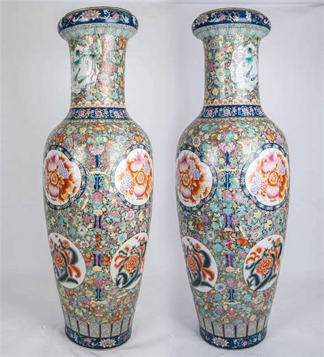 Superb Pair, Very Tall CHINESE, Porcelain, PALACE FLOOR VASES, C 1930's ...