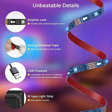 LED Light Strips RGB Lights USB Flexible Lamp USB 5V 5050 SMD 10mm LEDs ...