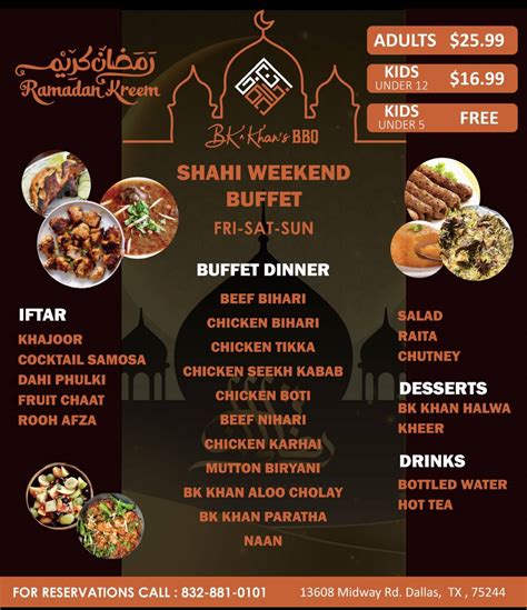 Menu at BK Khan BBQ, Farmers Branch