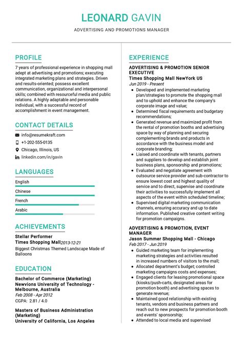 Advertising & Promotions Manager Resume Sample in 2025 - ResumeKraft