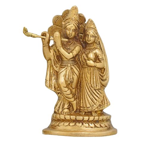 Buy ShalinIndia Radha Krishna Brass Statue Hindu God Religious Gifts ...