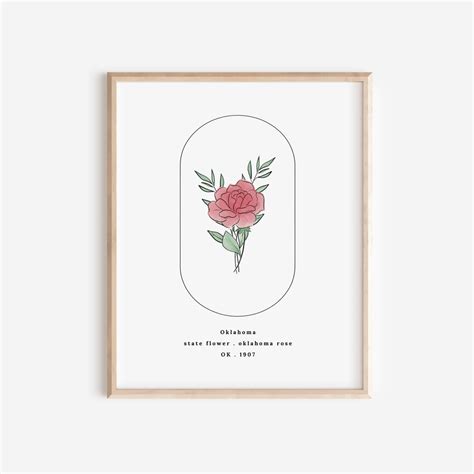 Oklahoma State Flower | Oklahoma Rose Watercolor Floral Art Printable ...