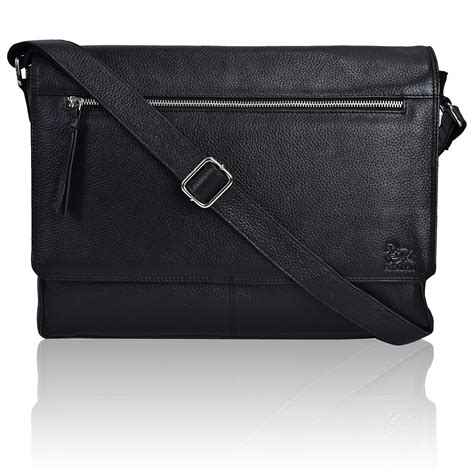 ESTALON Real Leather Messenger Bag for Men and Women - Laptop Briefcase ...
