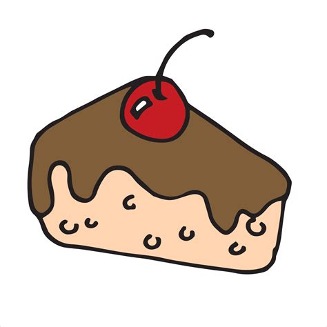 ilustración vectorial en estilo garabato, dibujos animados. pedazo de pastel lindo icono de un ...