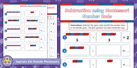 Sottrazioni con Barre Numeriche Montessori