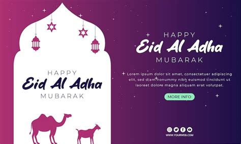 Lila hintergrund mit einer moschee und einer moschee mit dem text happy ...