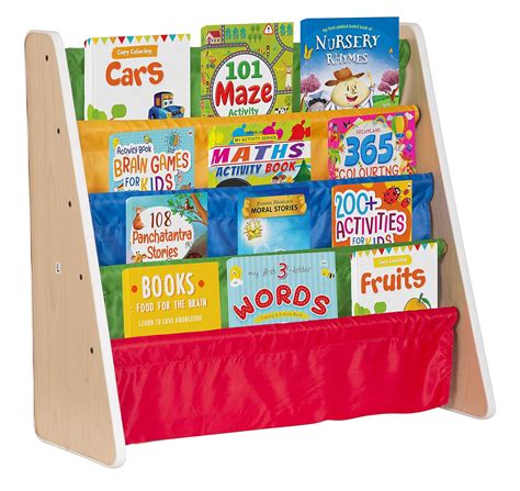 Callas Kids Book Rack Storage MDF Wooden Bookshelf, Natural/Primary ...