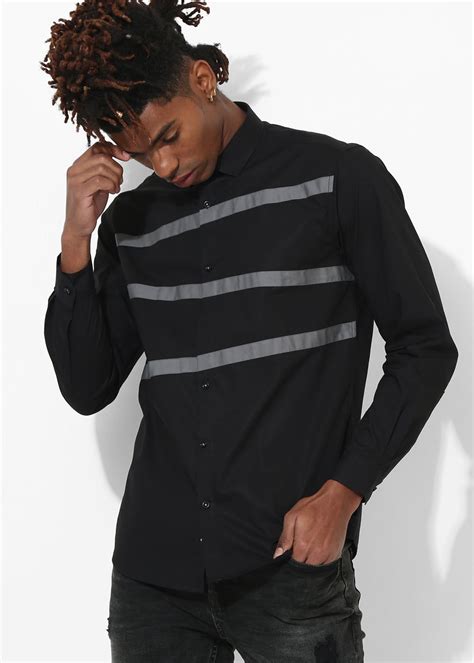 Get Contrast Striped Black Full Sleeves Shirt at ₹ 599 | LBB Shop