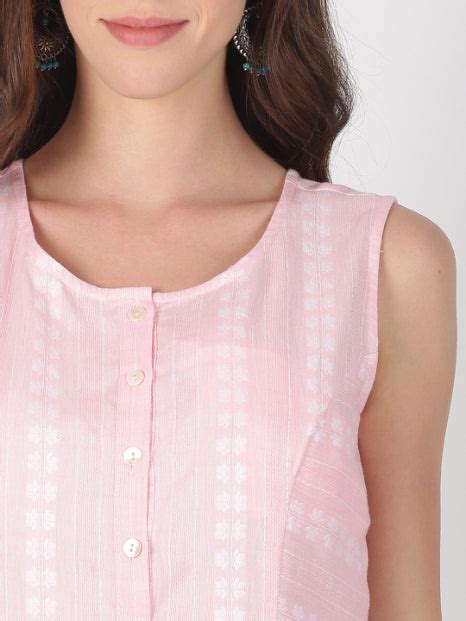 Light Pink Cotton Woven Design A-Line Dress – Saffron Threads
