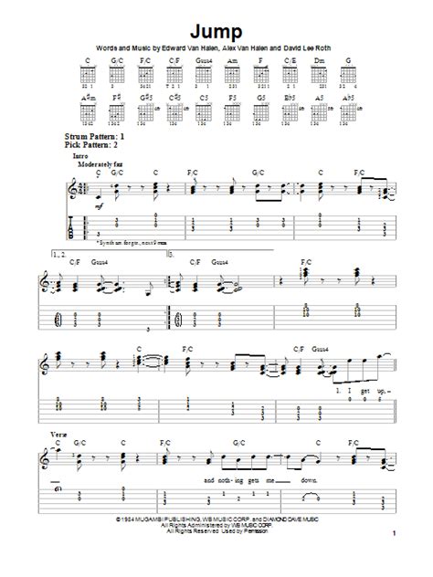 Image result for Jump Van Halen Strum Pattern Chords