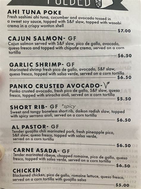 Menu at Stacked and Folded restaurant, Winnetka