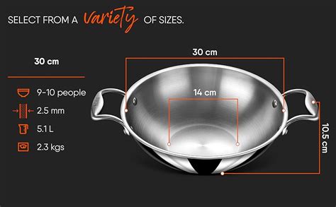 Stahl Artisan Triply Stainless Steel Kadhai with Lid,Kadai for Cooking ...