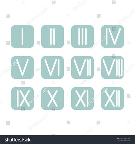 Set Roman Numerals 112 Icon 12 Stock Vector (Royalty Free) 240460954 ...