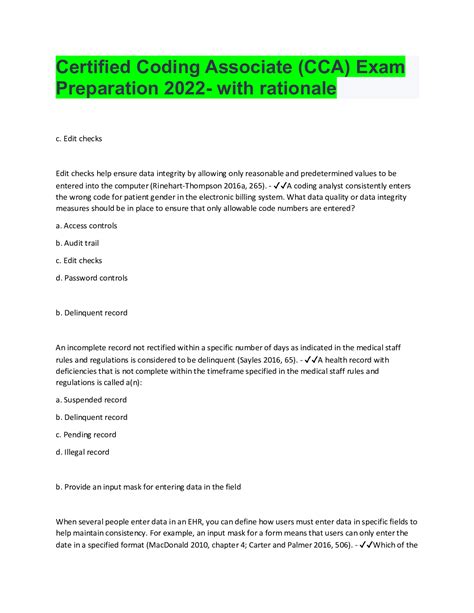Certified Coding Associate (CCA) Exam Preparation 2022- with rationale ...